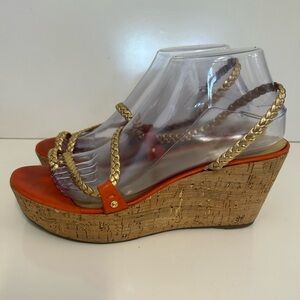 Kate Spade Women's Orange and Gold Bali Wedges Size 9